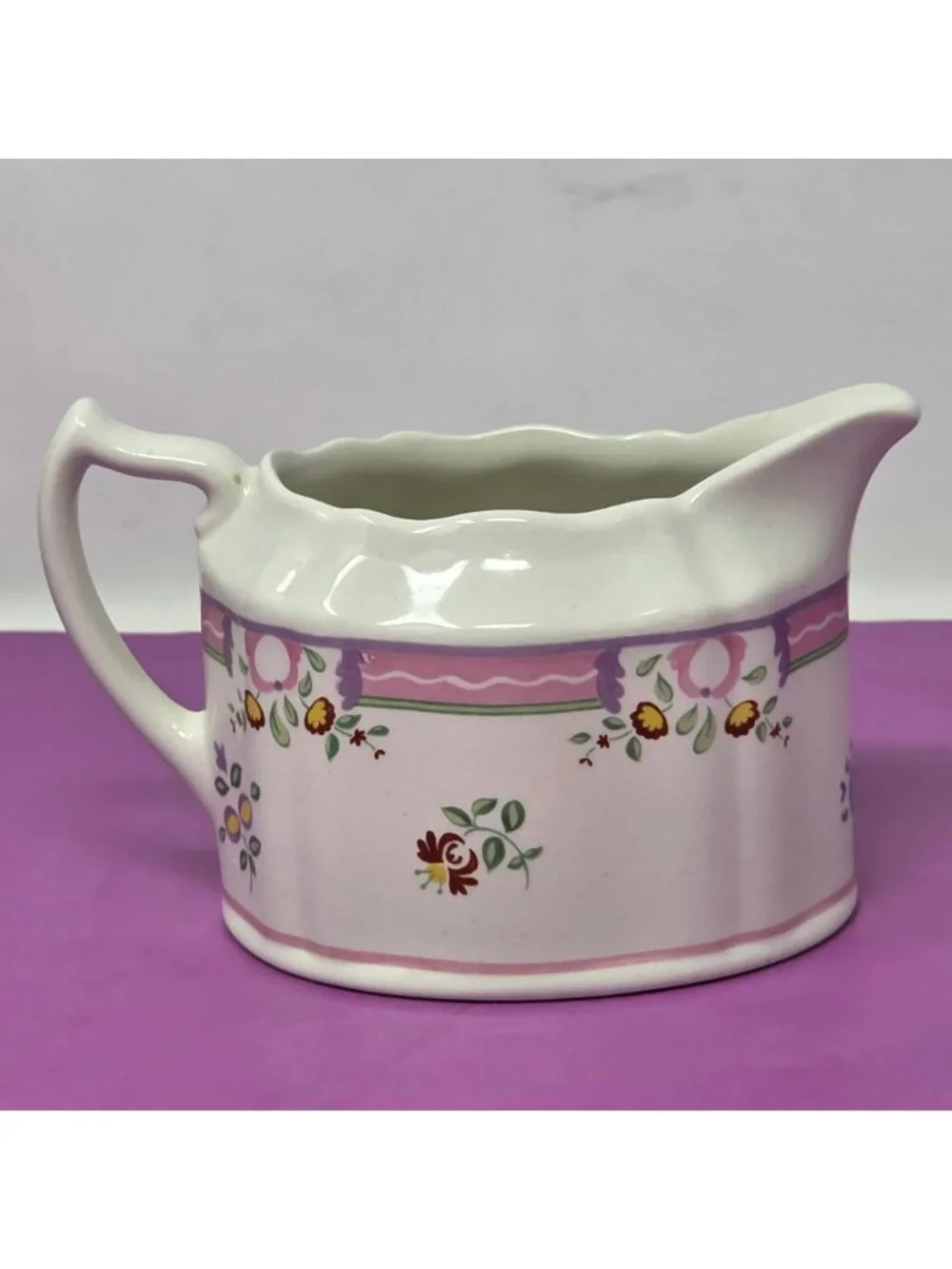 Laura Ashley Alice Creamer Pitcher Made In England‎ Floral Pink White Ceramic